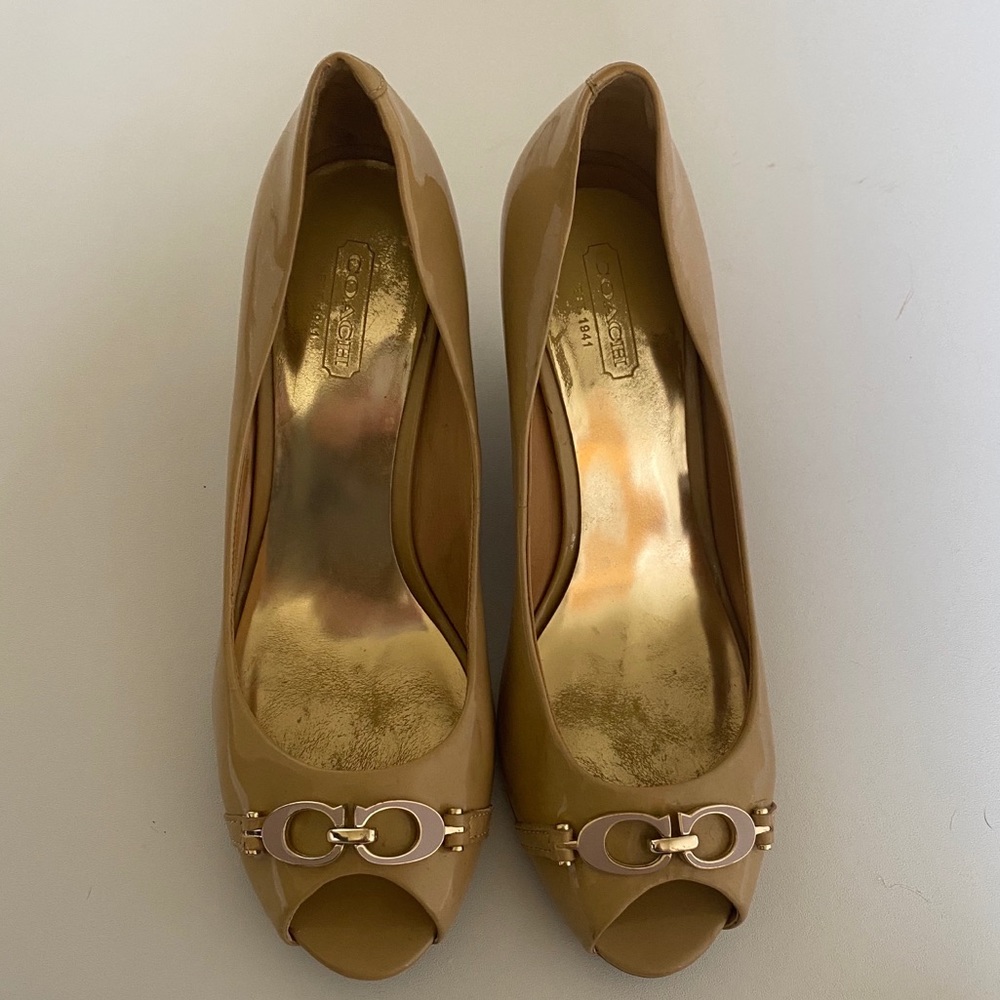 Coach Tan Wedges